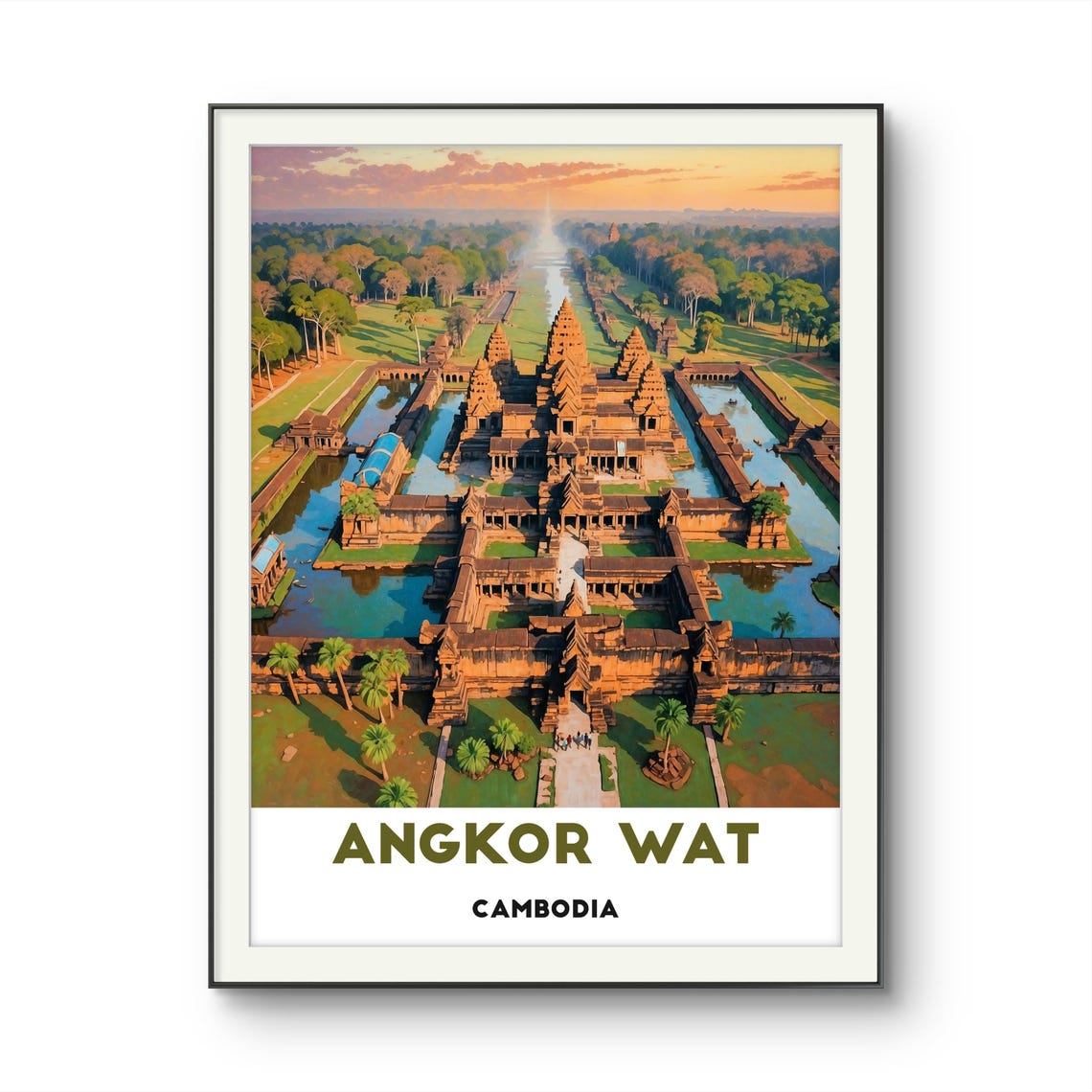 Angkor Wat Cambodia Aerial Temple Complex At Sunrise Travel Poster - Image 2