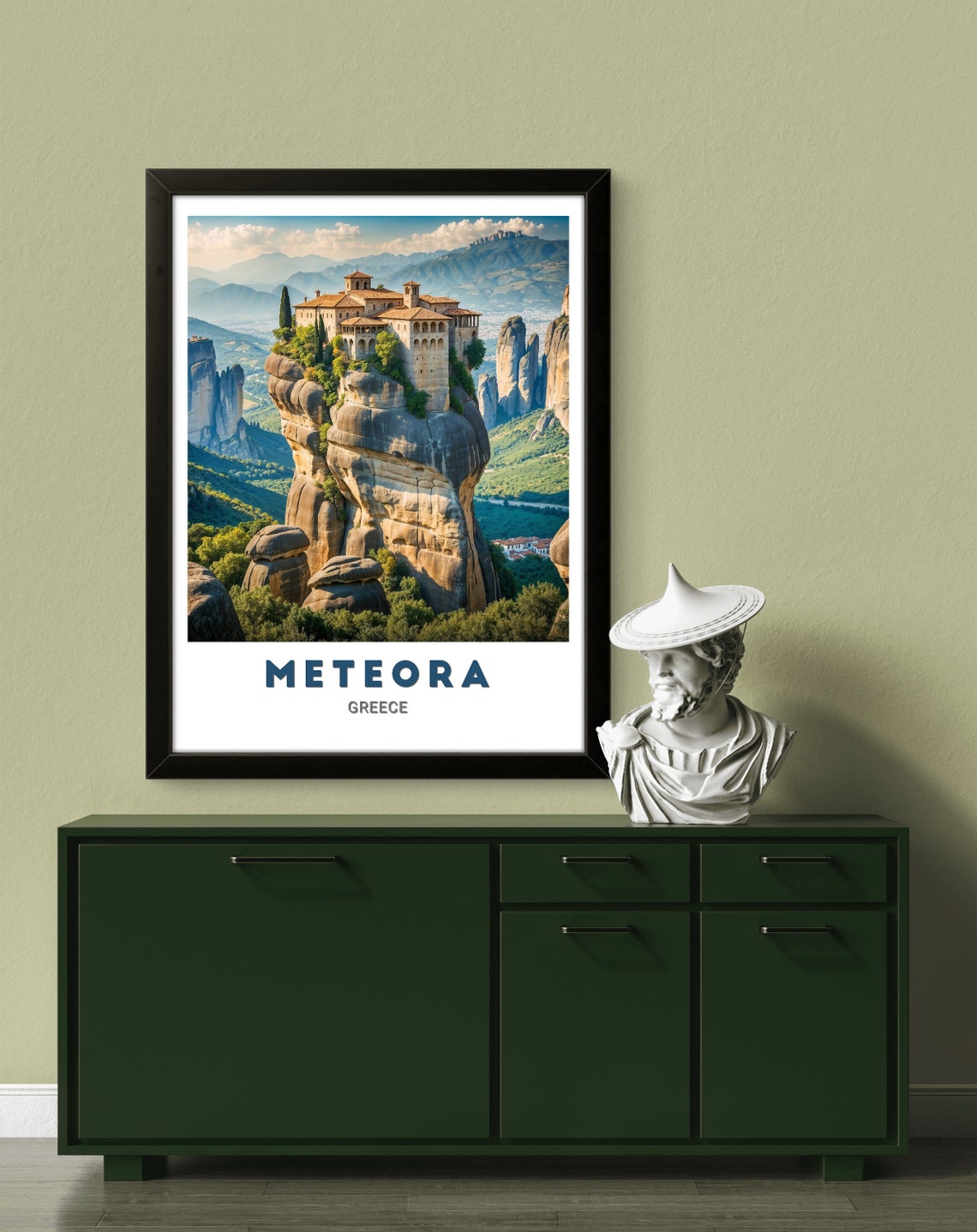 Meteora Monastery Cliff Rock Pillar Greece Photography Poster - Image 2