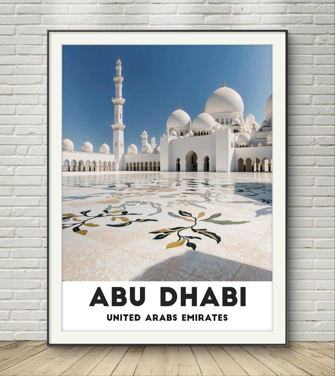 Abu Dhabi Sheikh Zayed Grand Mosque Photo Travel Marble Poster - Image 2