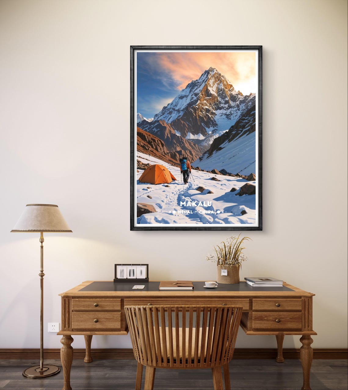 Makalu Nepal China Snowy Peak Climber Sunset Mountain Poster - Image 3