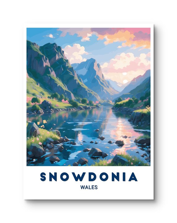 Snowdonia Poster Serene Mountain And Lake Landscape In Vibrant Colors Perfect Wall Art For Nature Lovers And Home Decor Enthusiasts