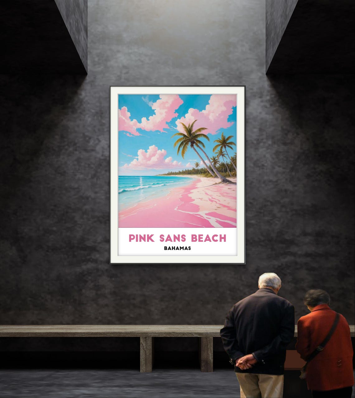 Pink Sands Beach Bahamas Palm Trees Dreamy Tropical Art Poster - Image 3