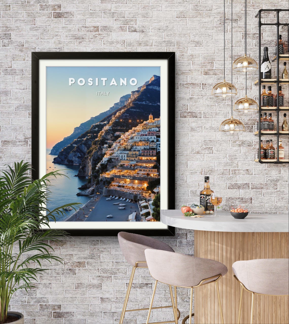 Positano Italy Sunset Cliffside Village Amalfi Coast Glow Poster