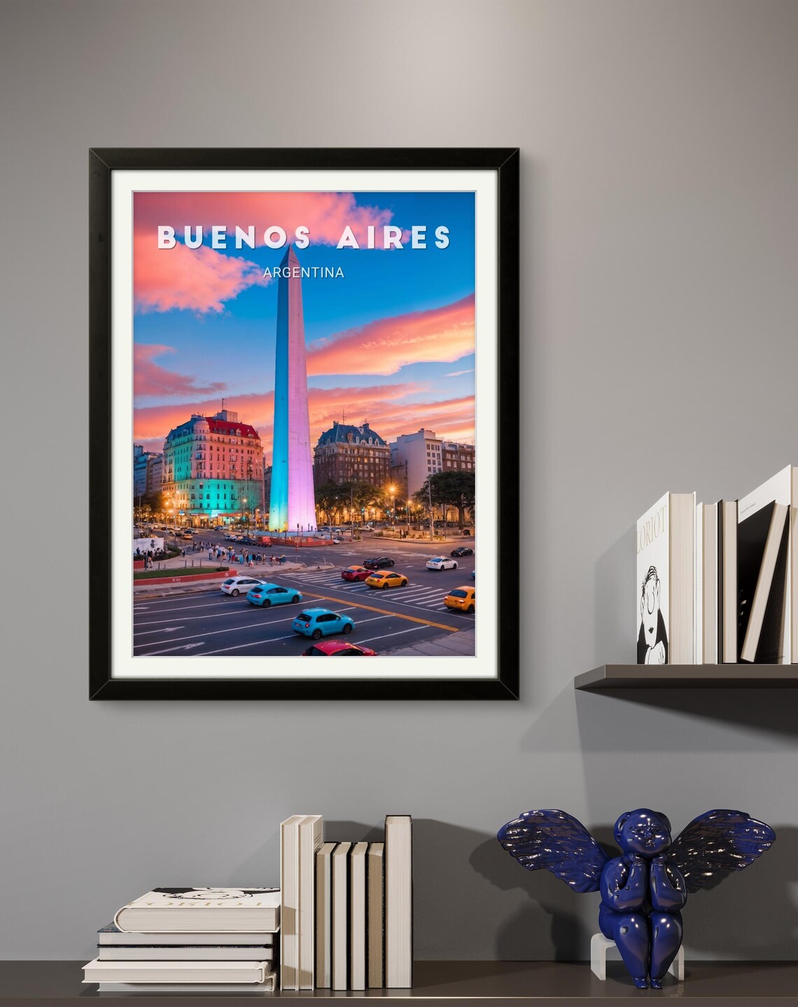 Buenos Aires Obelisk Argentina Sunset Cityscape Travel Poster