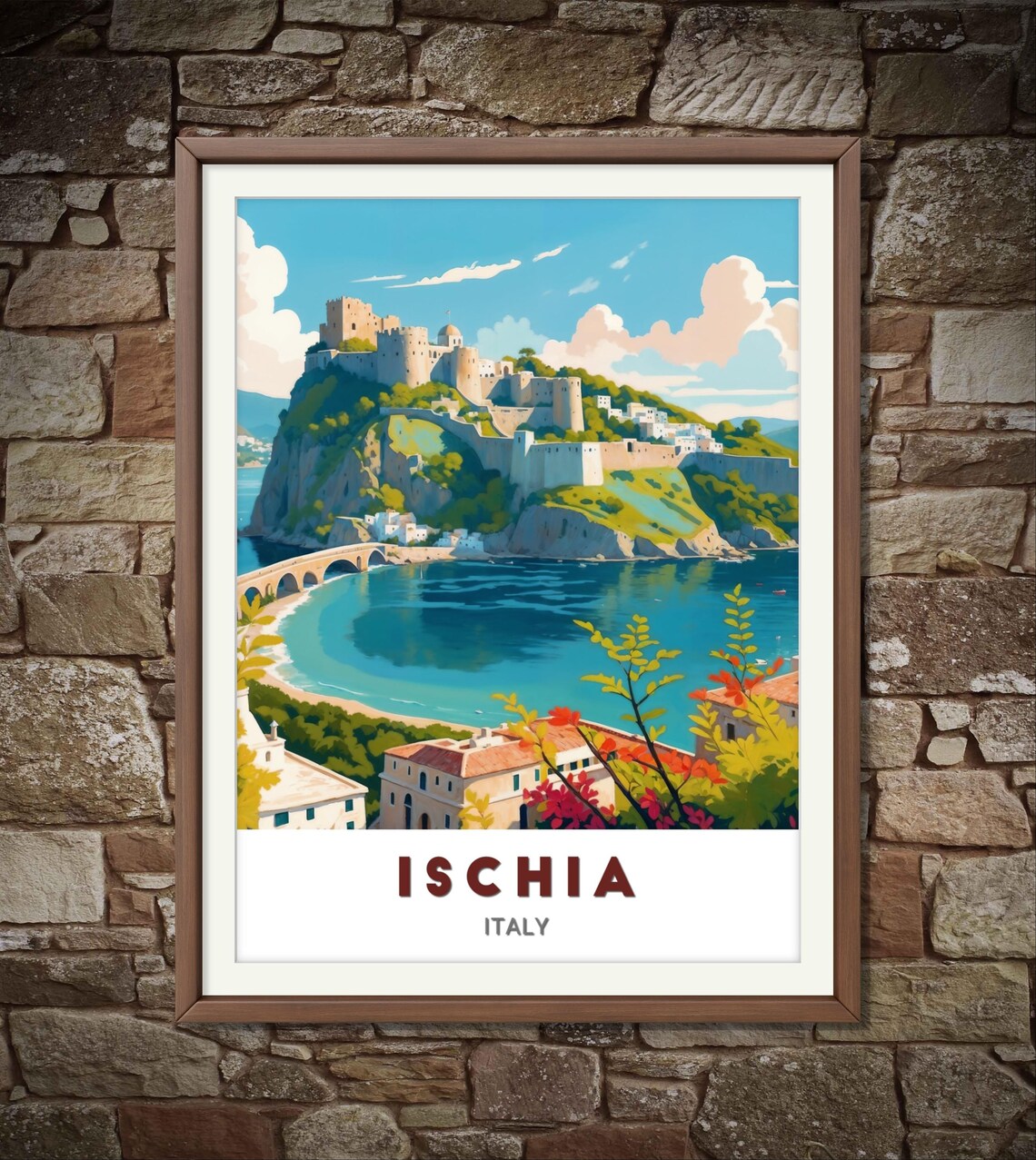 Ischia Italy Aragonese Castle Island Turquoise Bay Art Poster - Image 2