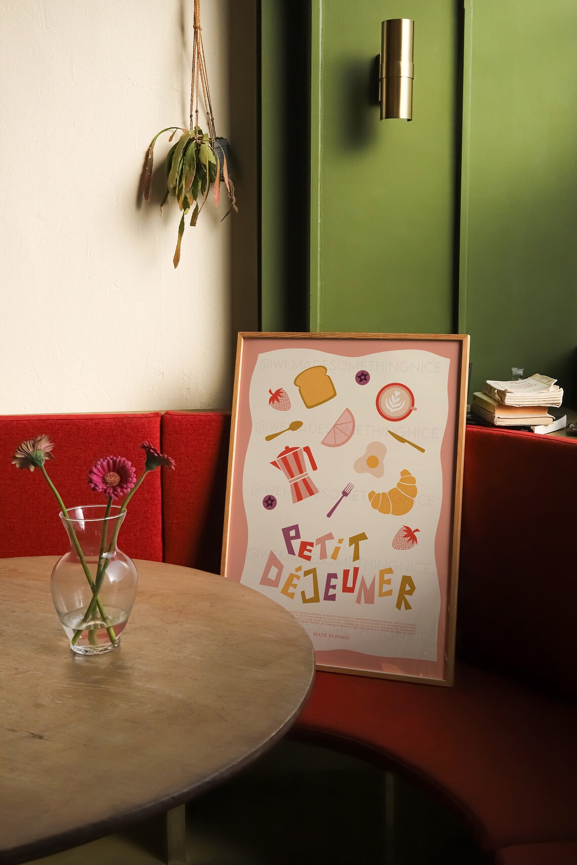 French Breakfast Croissant Poster, Retro Kitchen Art - Image 2