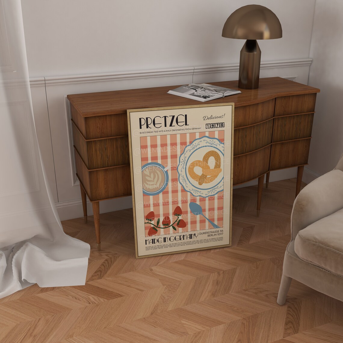 Pretzel Poster, Retro Kitchen Art Print - Image 2
