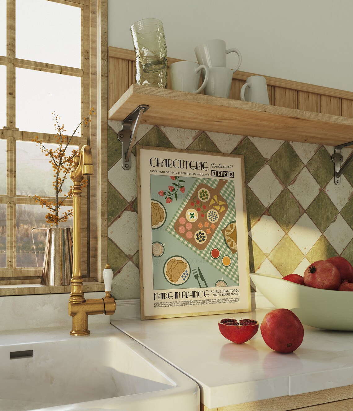 French Charcuterie Board Kitchen Poster, Pop Art Print - Image 4