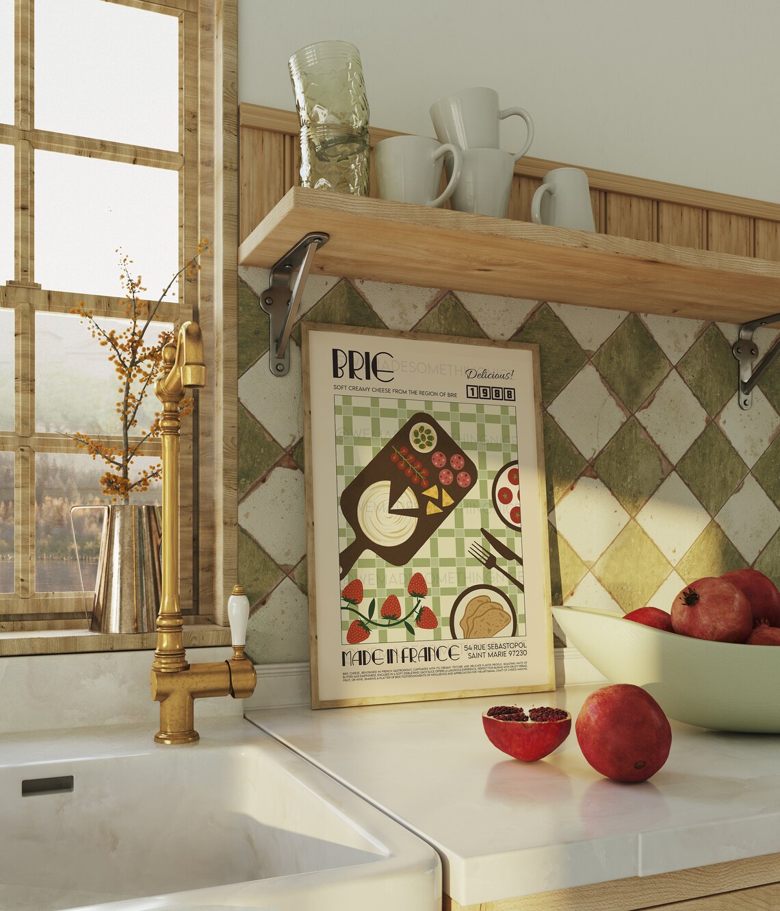 Retro Brie Cheese Poster, Pop Art Kitchen Art - Image 4