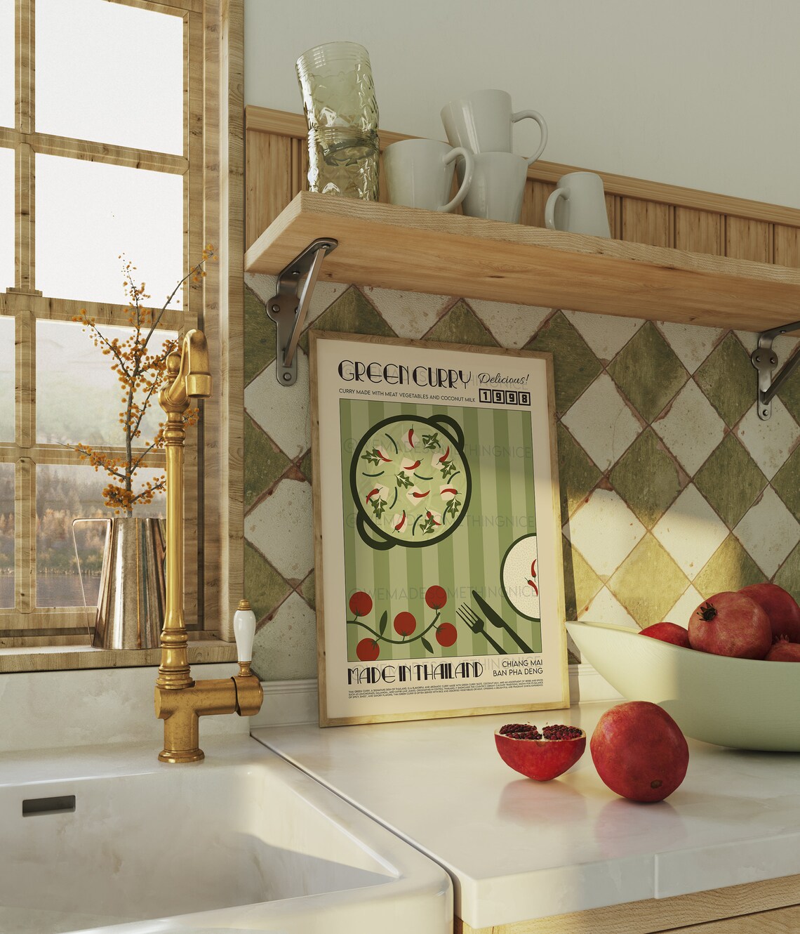 Thai Green Curry Poster, Modern Kitchen Art Print - Image 3