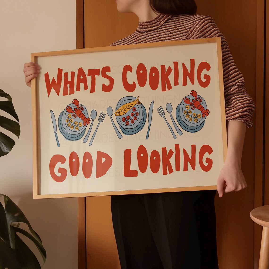 Whats Cooking Good Looking Kitchen Art Print, Retro - Image 2
