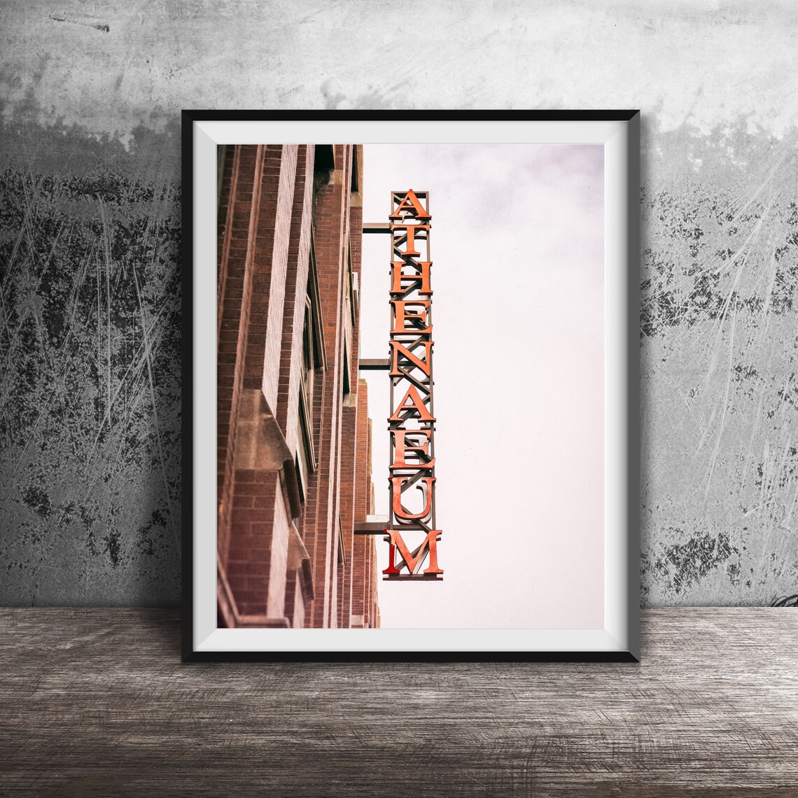 Athenaeum Theater Red Vertical Letters Sign Lakeview Chicago Poster