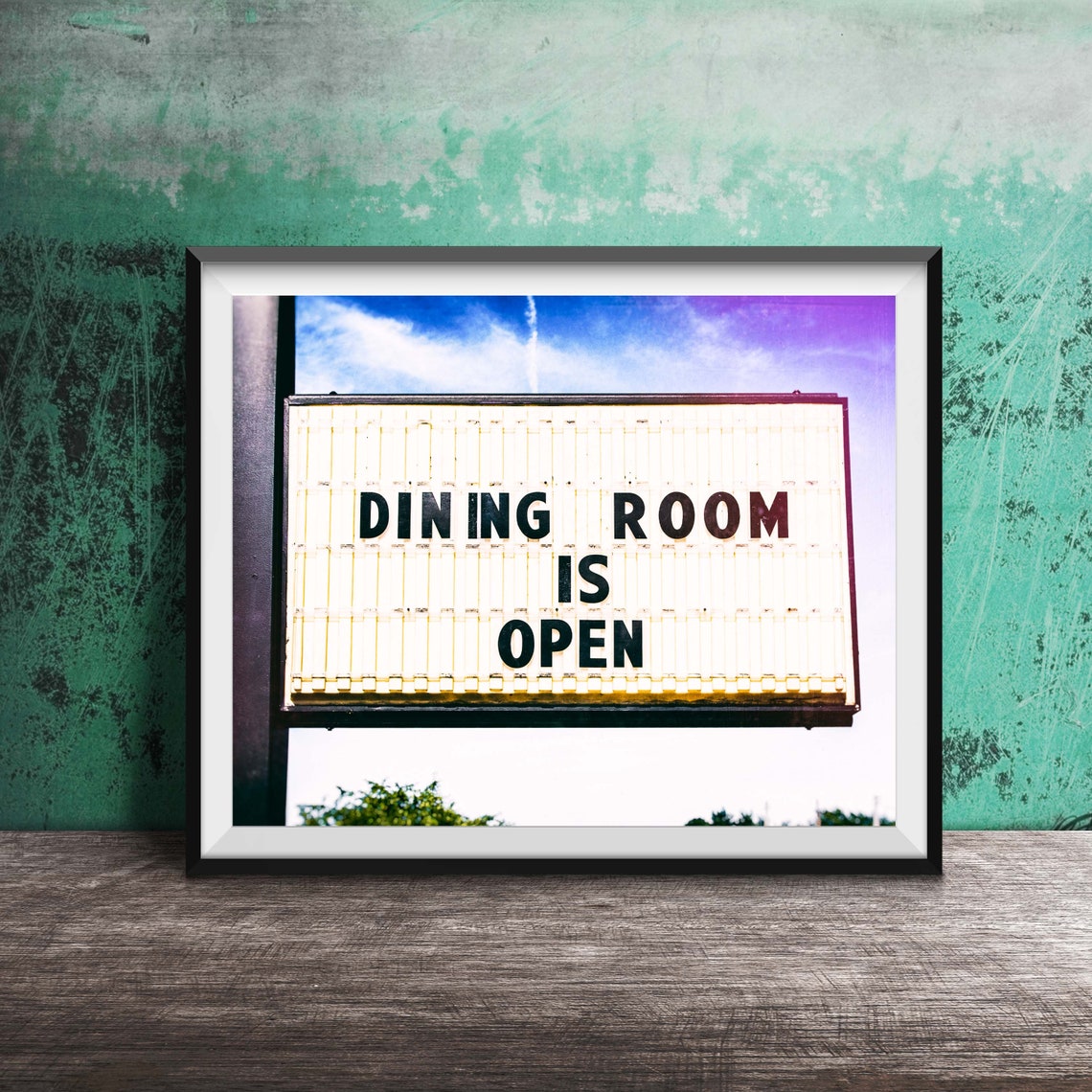 Dining Room Is Open Retro Readerboard Restaurant Sign Poster
