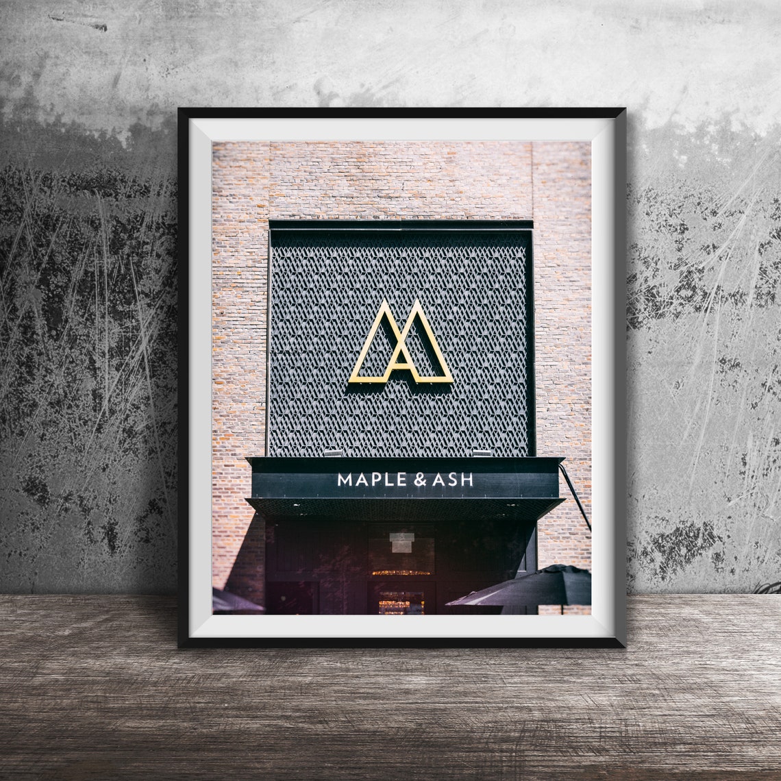 Maple & Ash Chicago Gold Coast Steakhouse Entrance Sign Poster