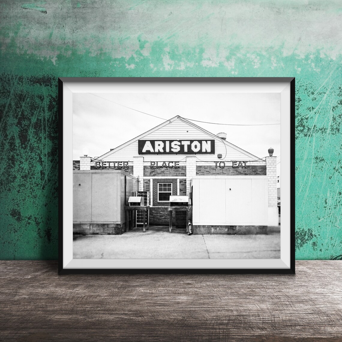 Ariston Better Place to Eat Red Neon Diner Sign Vintage Photo Poster - Image 2