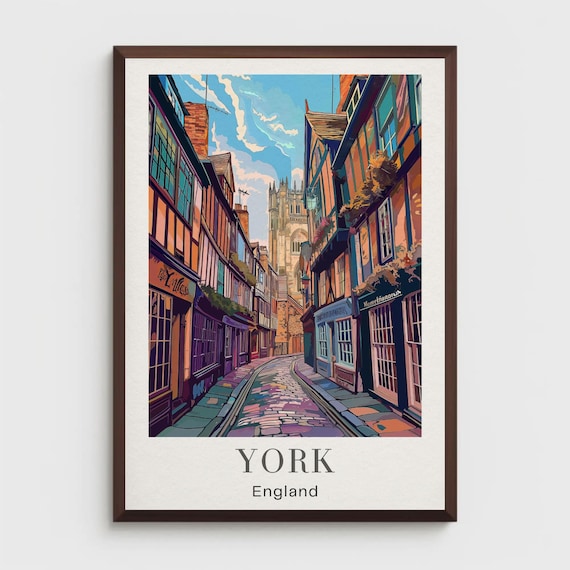 York England Shambles Street Historic Medieval Retro Travel Poster