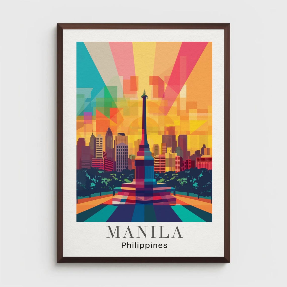 Manila Travel Poster Retro Philippines Art Print Rizal Monument