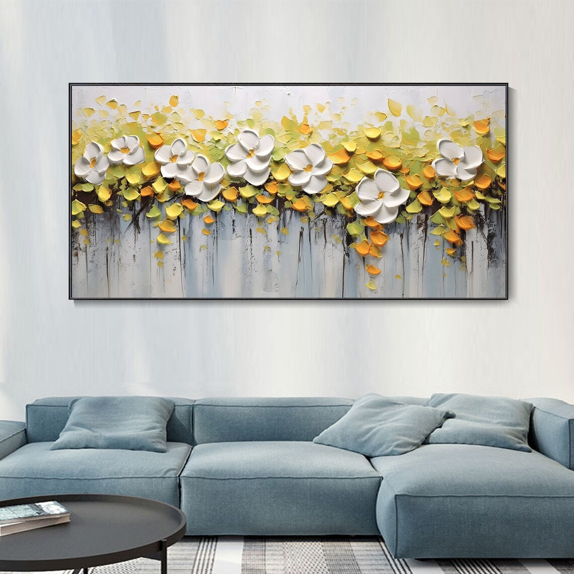 3D Hand Flowers Knife Painting, Abstract Art Print