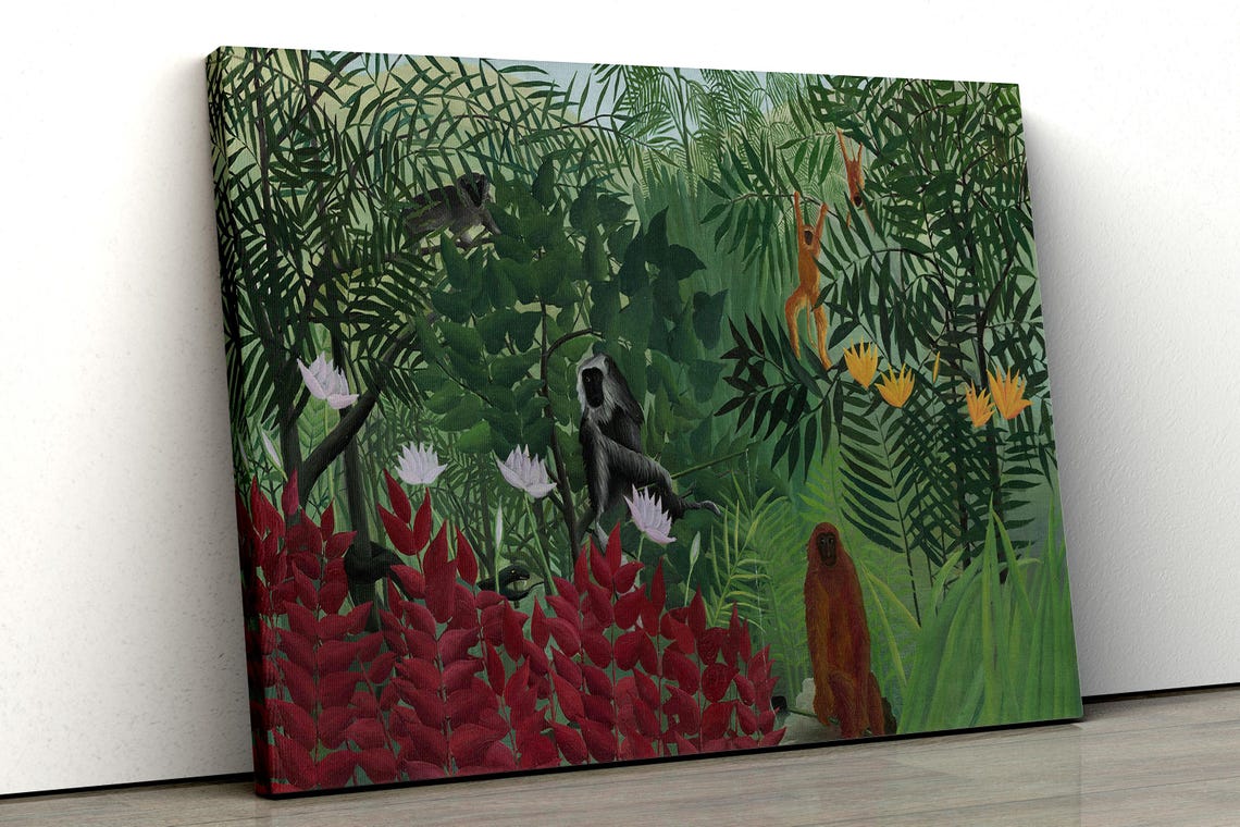 Tropical Jungle With Monkeys Henri Rousseau Style Vintage Art Print - Image 4