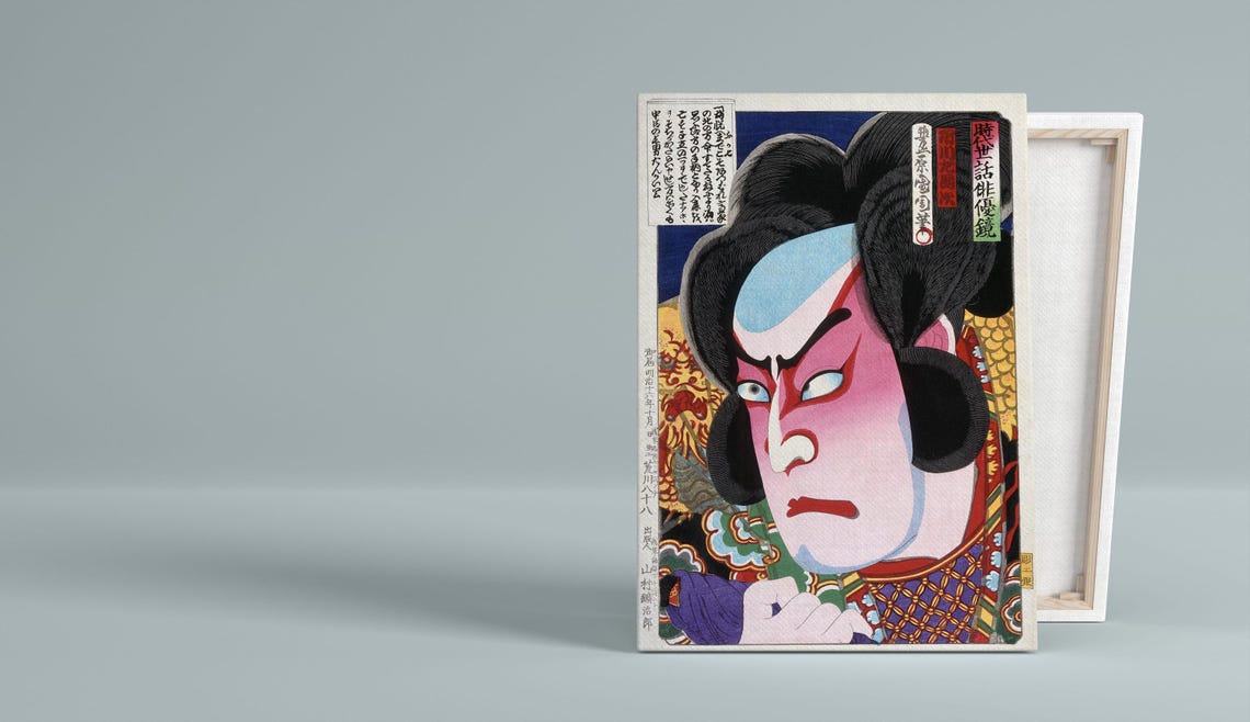 Dramatic Japanese Kabuki Actor Ukiyo E Portrait Woodblock Art Poster - Image 3