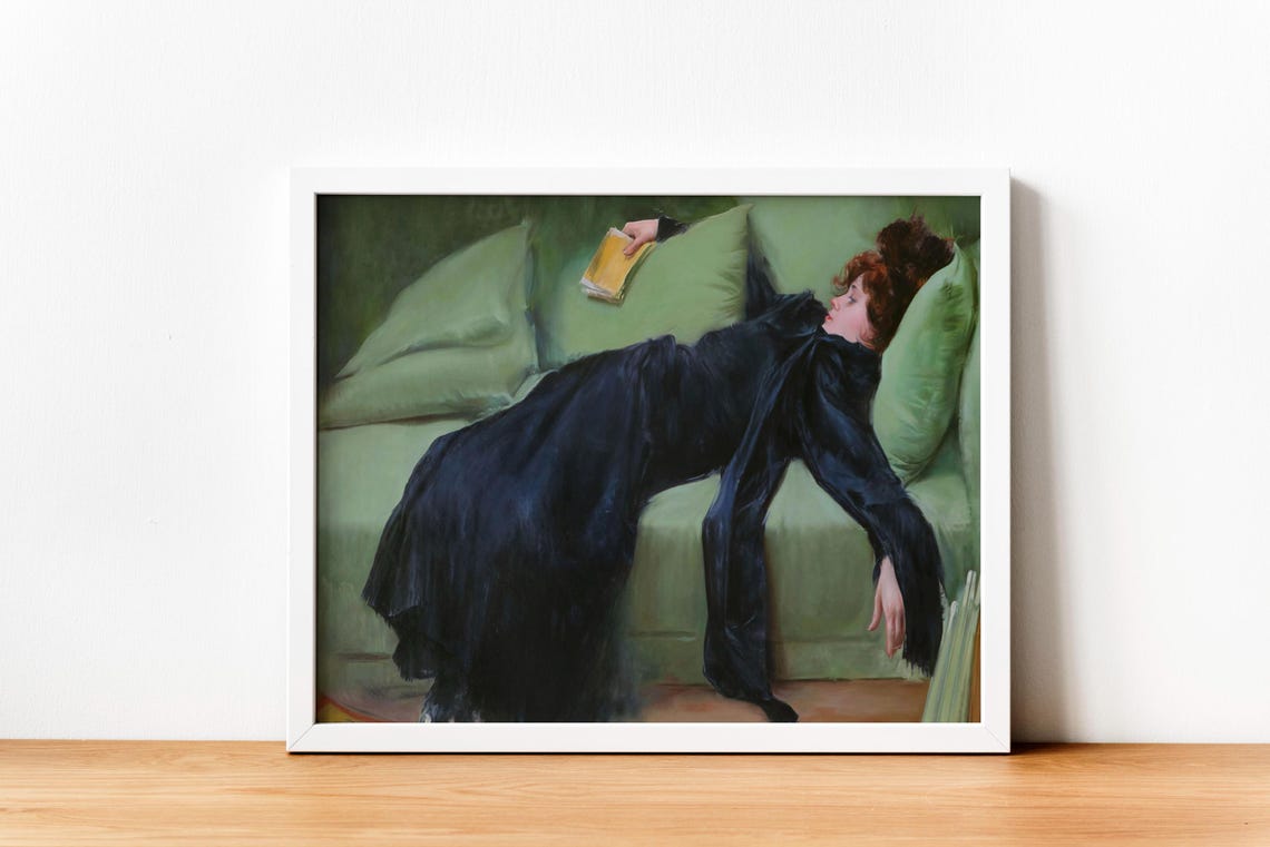 Decadent Young Woman Art After The Dance Framed Art Ramon Casas Painting Art Print Female Portrait Vintage Poster Wall Book Gift