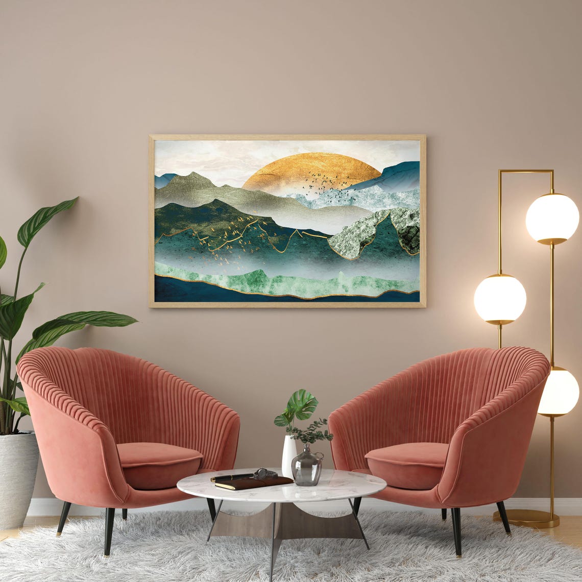 Abstract Mountain Modern Sunset Wall Art - Image 5