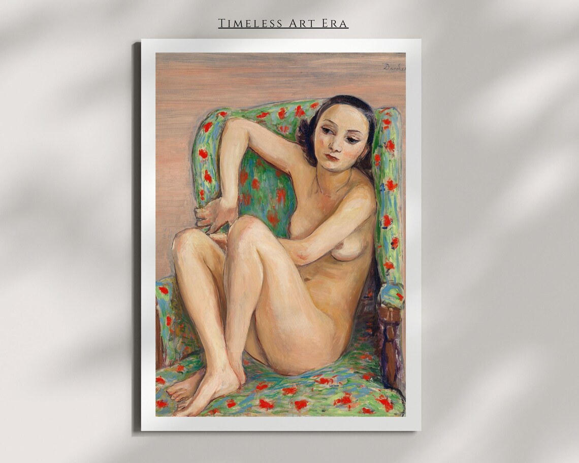Vintage Nude Art Poster, Feminine Figurative