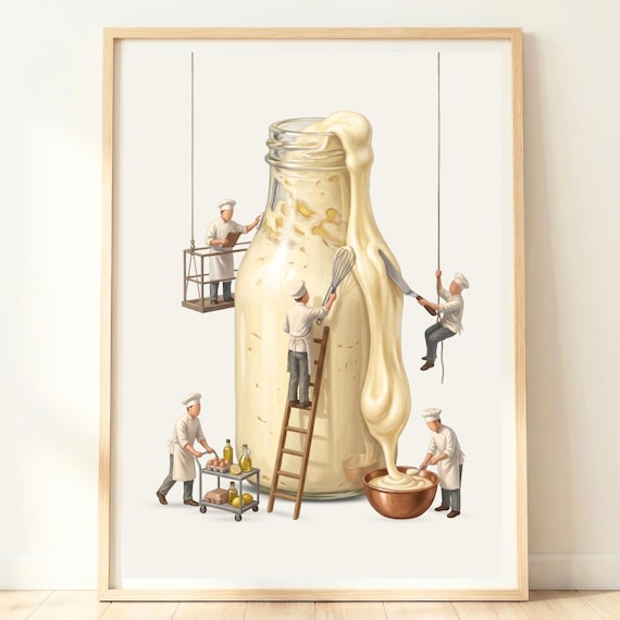 Mayo Wall Art Japandi Kitchen Mayonnaise Print Unique Gifts Condiment Decor Food Artwork