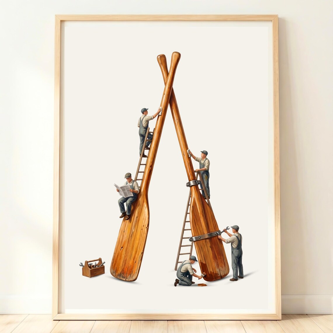 Rowing Vintage Print, Lake House Decor
