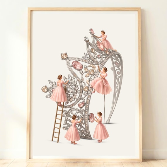 Princess Room Decor, Tiara Wall Art Poster