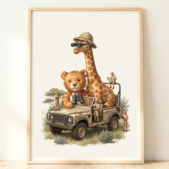 Safari Nursery Decor Art Tiger Print Big Cat Kids Poster Jungle Wall