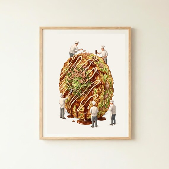 Japan Wall Art Okonomiyaki Kitchen Print Osaka Japanese Food Decor Poster Gift