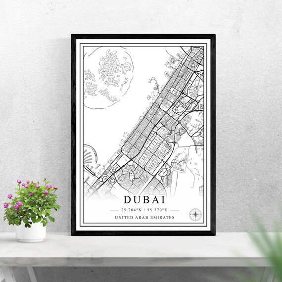 Dubai United Arab Emirates Minimalist Black And White City Map Poster