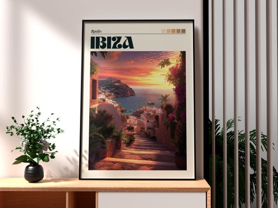 Ibiza Travel Poster, Nightlife Beach Club Spain