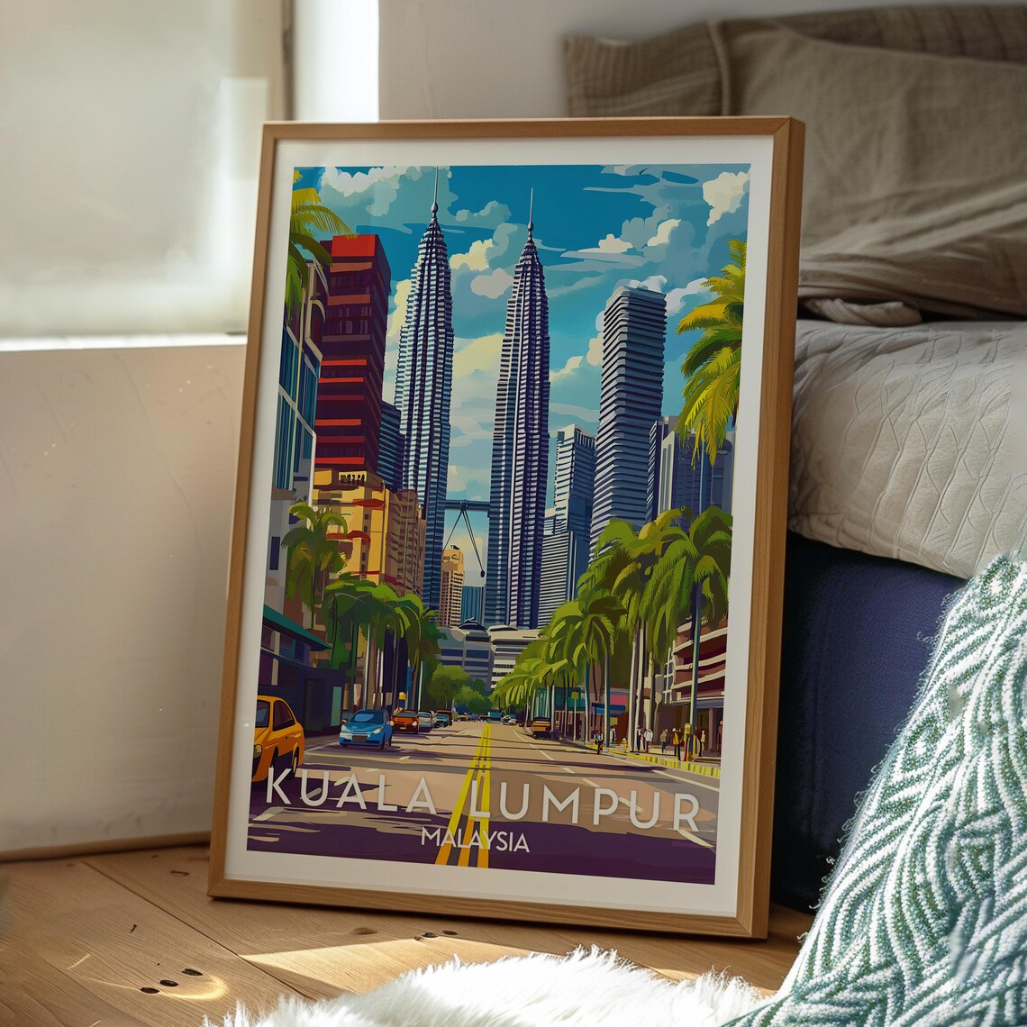 Kuala Lumpur Malaysia Petronas Twin Towers Street Travel Poster - Image 3