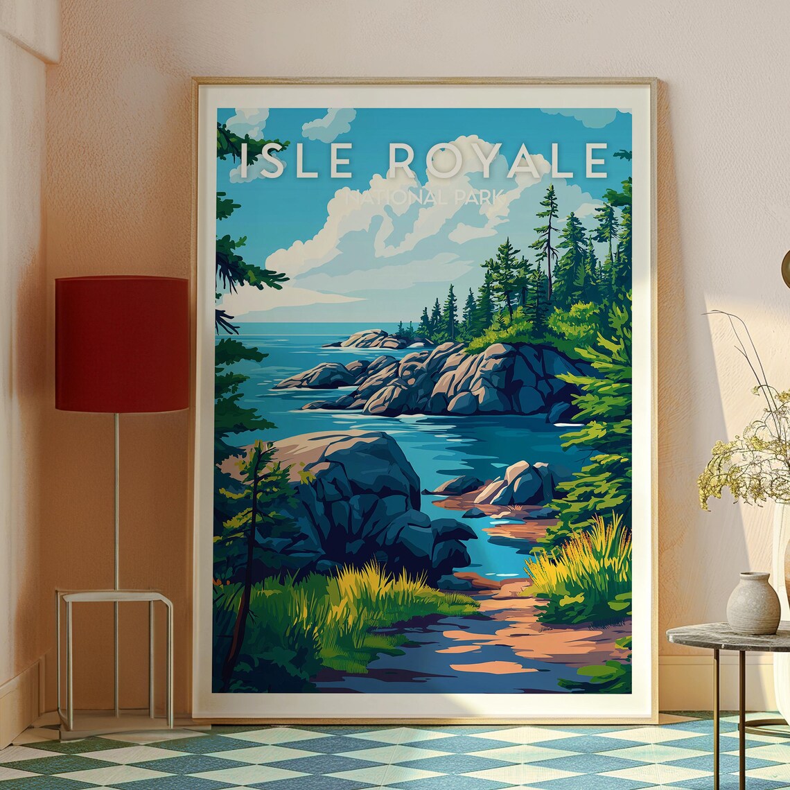 Isle Royale National Park Rocky Lake Superior Shore Travel Poster - Image 2