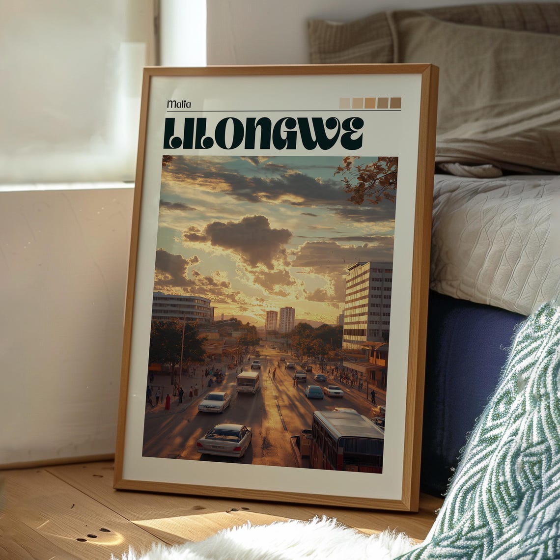 Lilongwe Poster Malawi Print Travel Wall Art Africa African Wildlife City - Image 3
