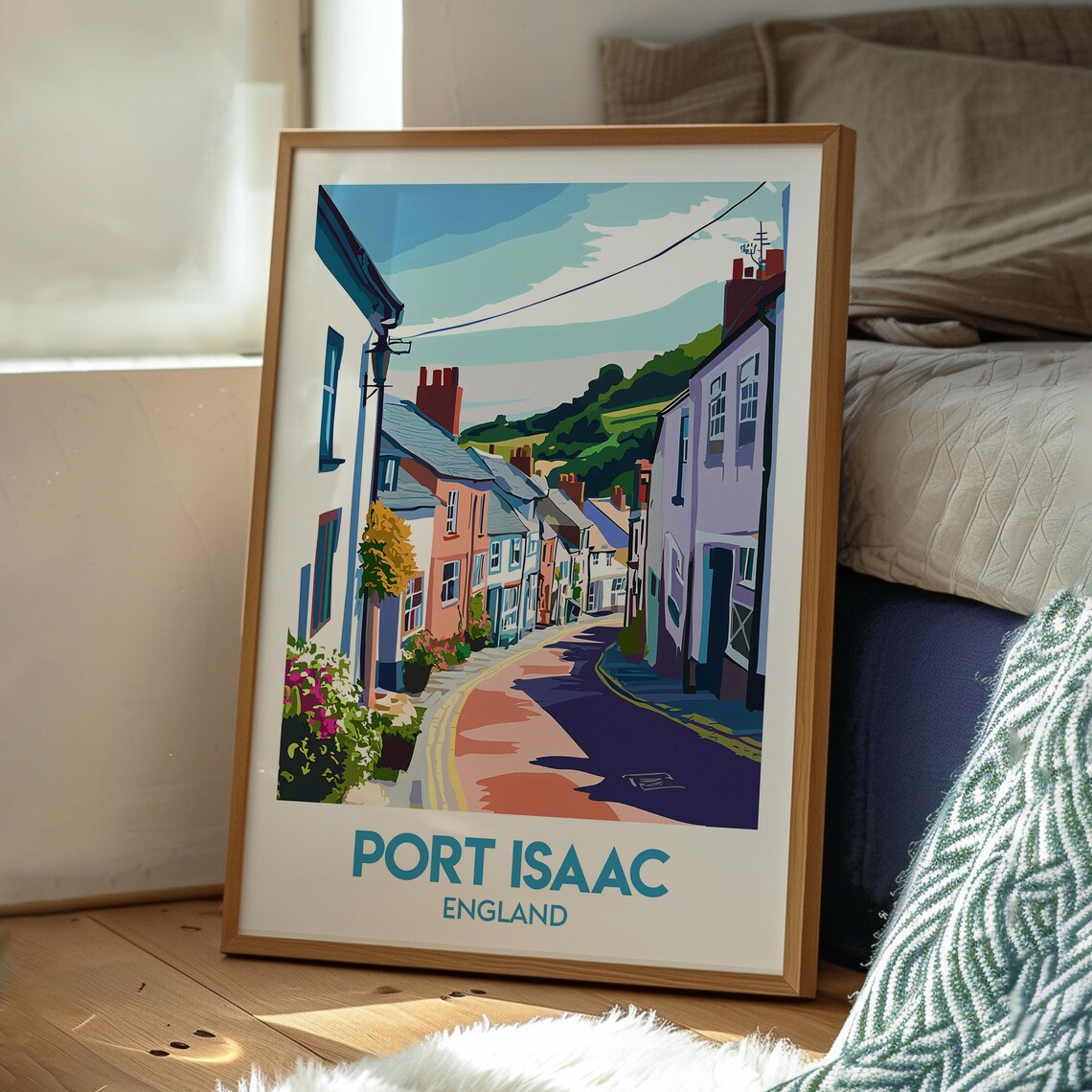 Port Isaac England Colorful Village Street Cornish Coast Poster - Image 3