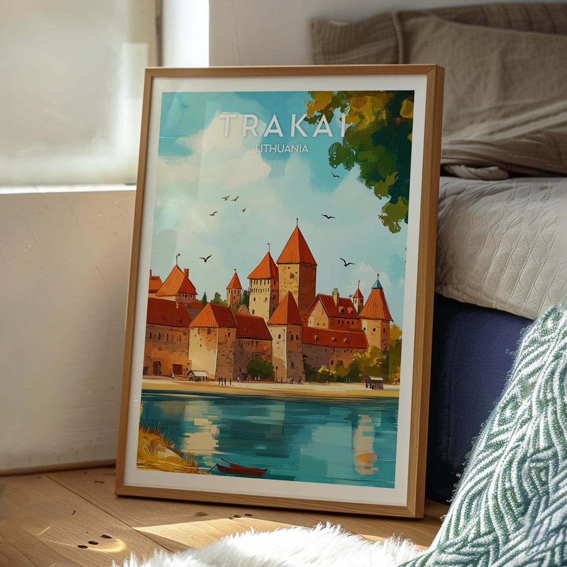 Trakai Lithuania Medieval Island Castle Lake View Travel Poster - Image 3