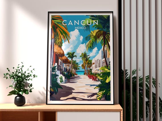 Cancun Print Mexico Wall Art Beach Poster Travel Spring Break