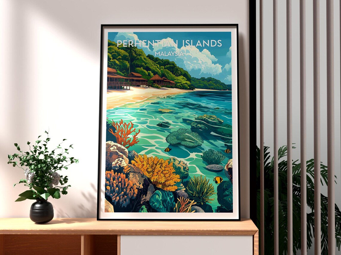 Perhentian Islands Malaysia Tropical Beach Coral Sea Scene Poster