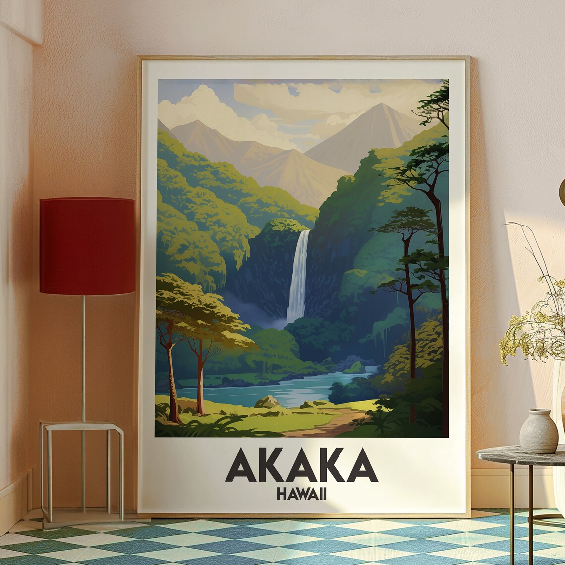 Akaka Falls Hawaii Waterfall Rainforest Valley Scenic Travel Poster - Image 2