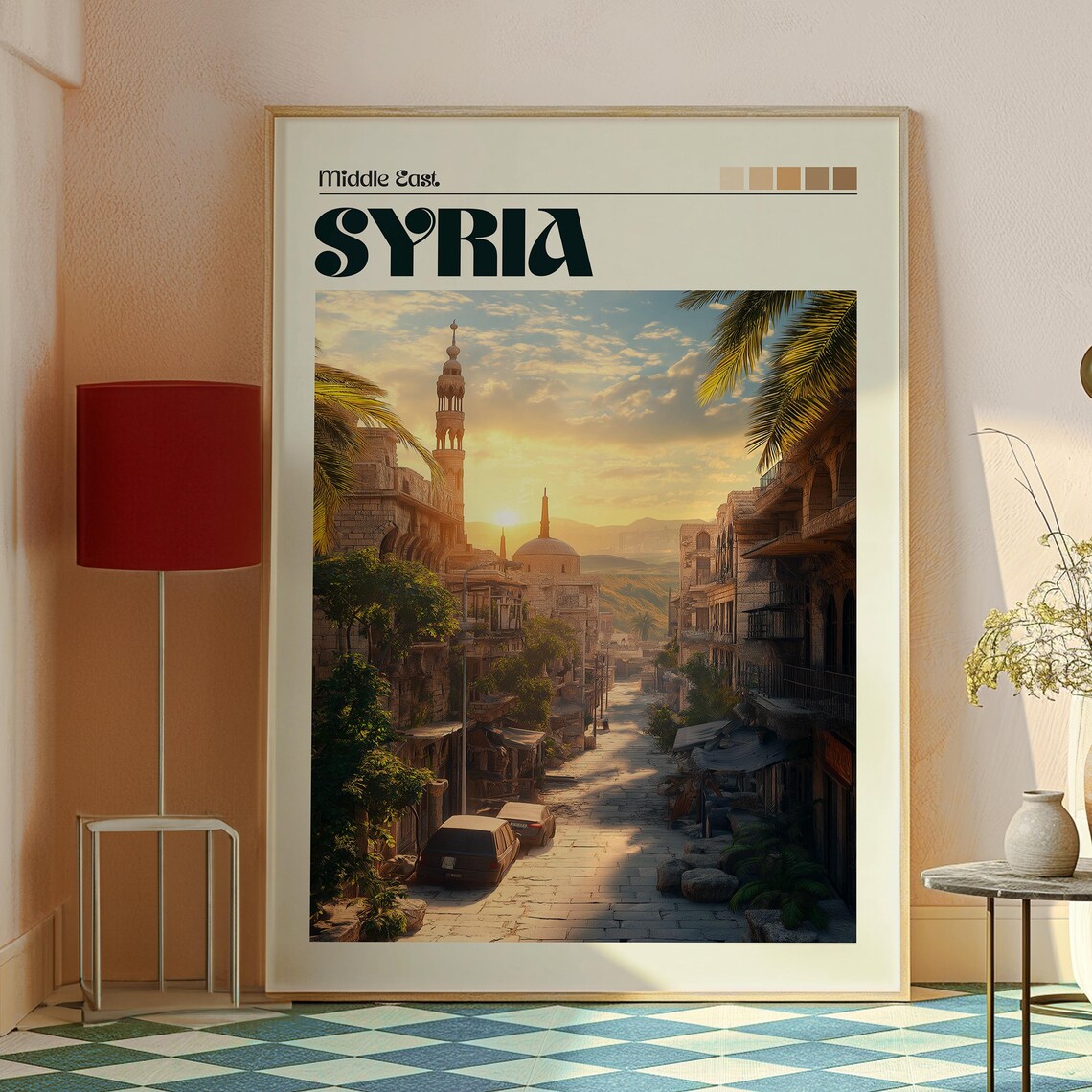 Syria Middle East Old City Sunset Street Vintage Travel Poster - Image 2