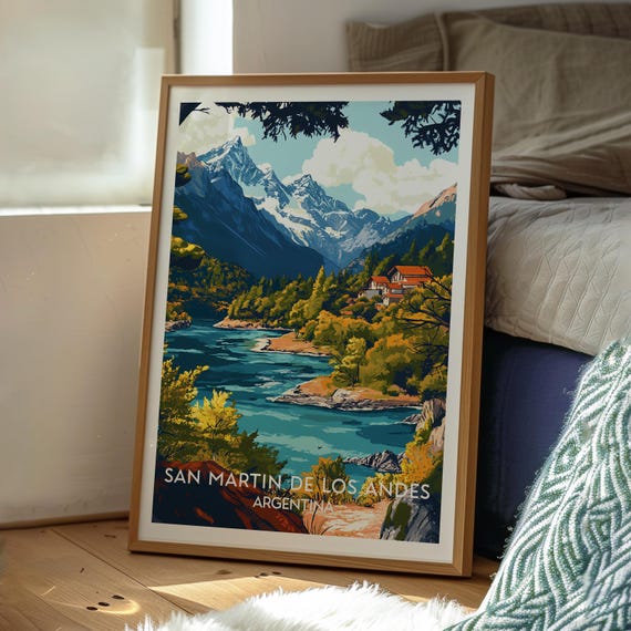 San Martin De Los Andes Travel Print Argentina Wall Art South America Poster Mountains