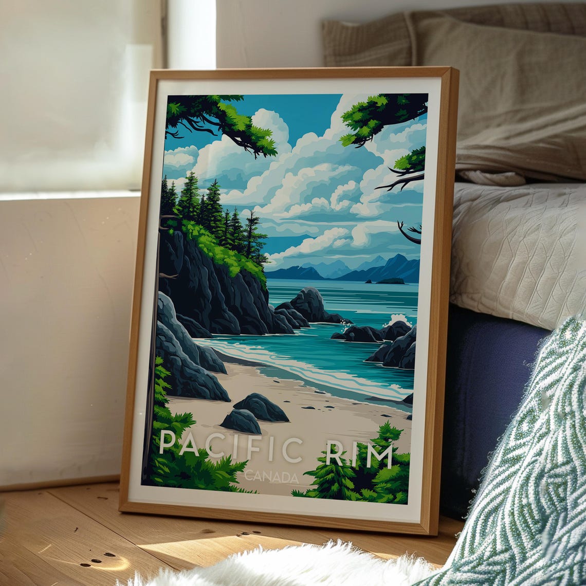 Pacific Rim Canada Rugged Beach Cliffs Turquoise Waves Poster - Image 3