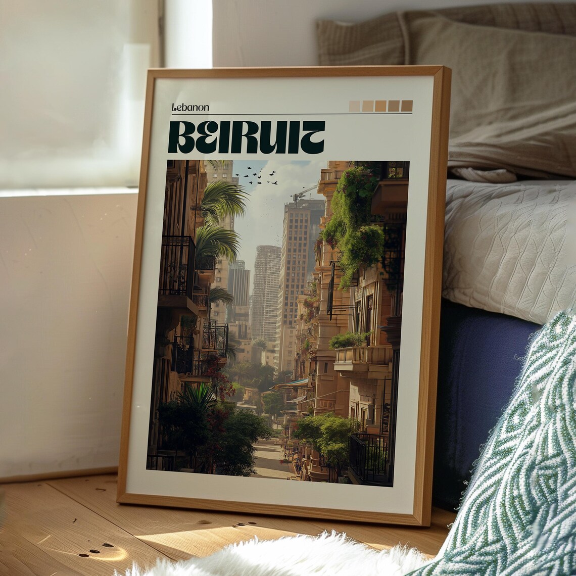 Beirut Lebanon Old Town Balcony Street View Scene Travel Poster - Image 3