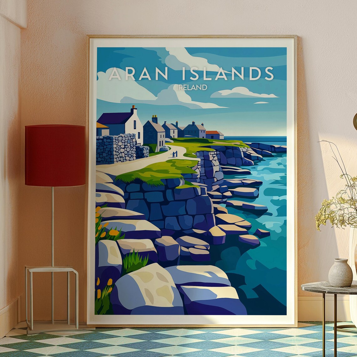 Aran Islands Ireland Cliffs and Fishing Village Travel Poster - Image 2
