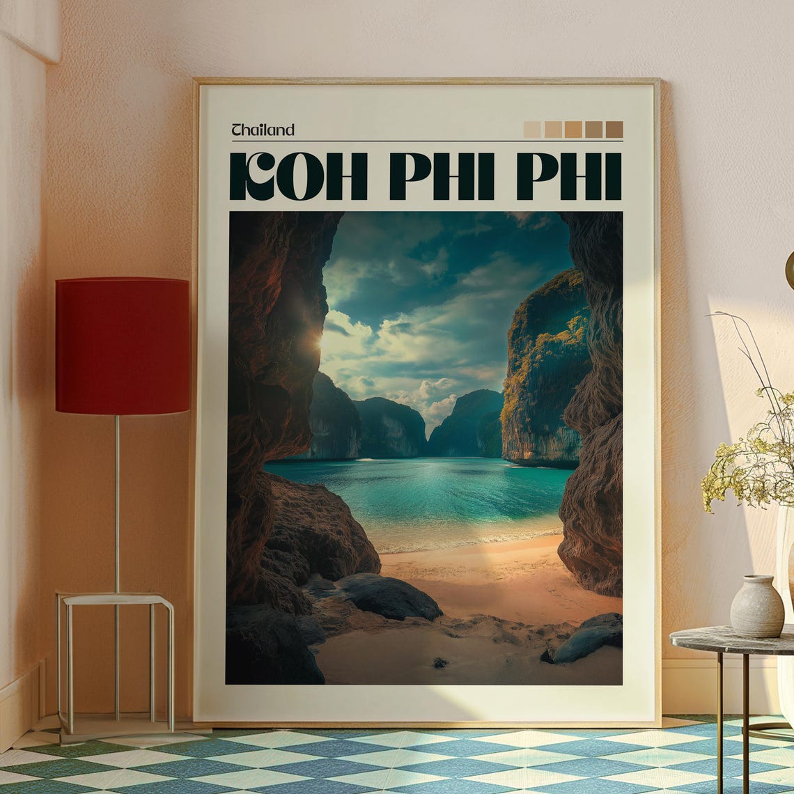 Koh Phi Phi Thailand Maya Bay Lagoon Limestone Cliff Art Poster - Image 2