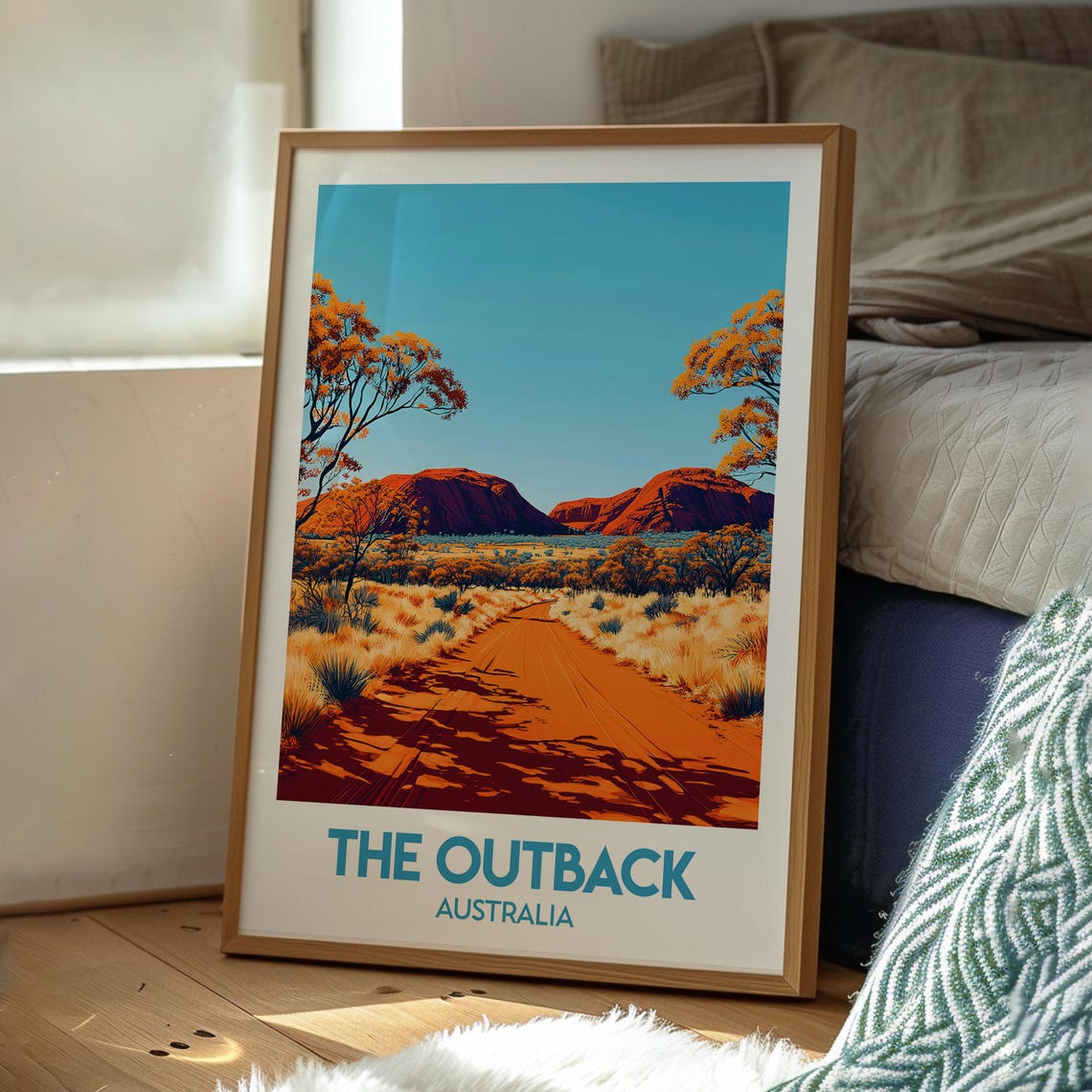 Australian Outback Red Desert Road Rock Buttes Travel Art Poster - Image 3