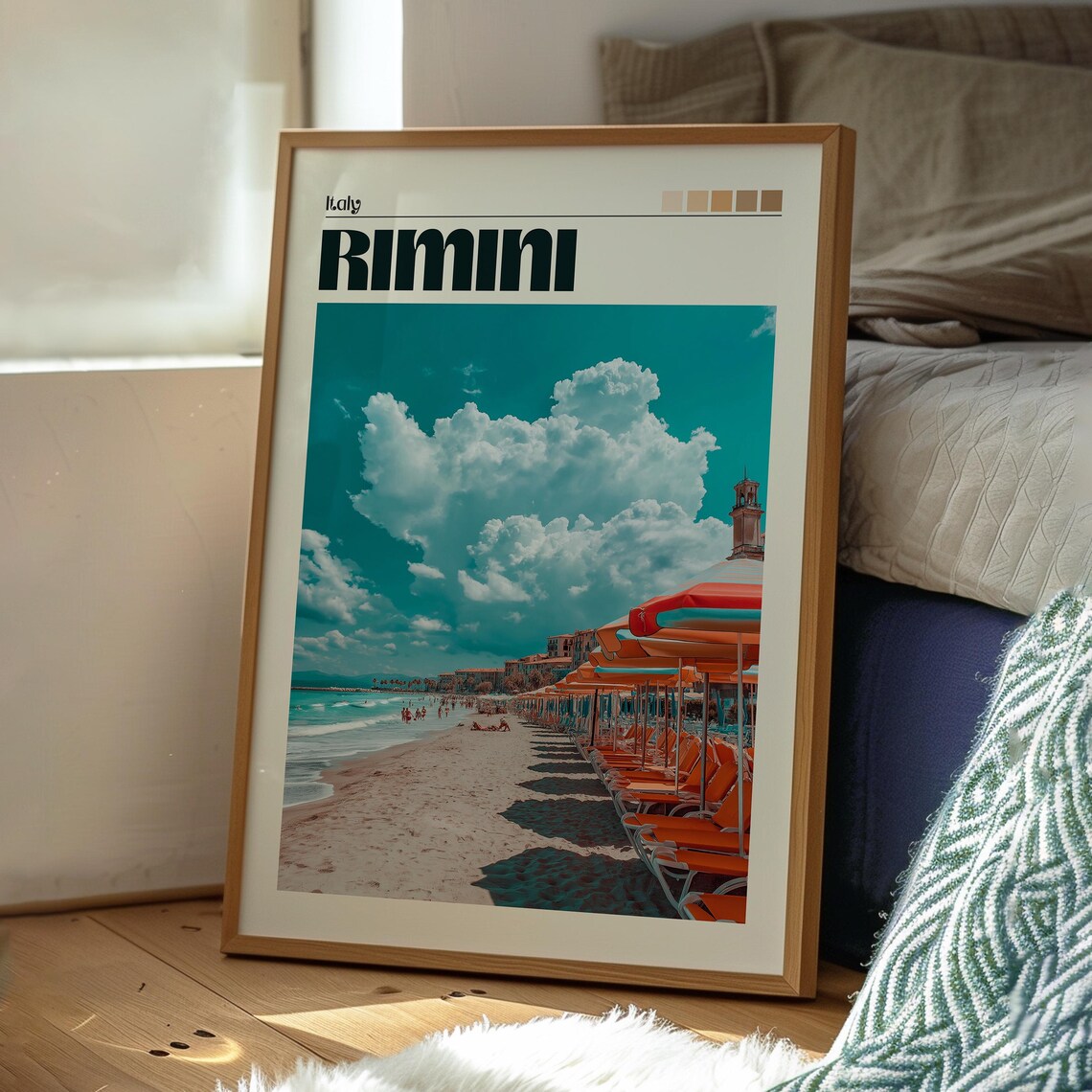 Rimini Italy Adriatic Beach Umbrellas Summer Retro Travel Poster - Image 3
